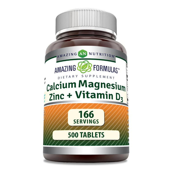 Amazing Formulas Calcium Magnesium Zinc + Vitamin D3 | 500 Tablets ...