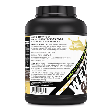 Image of Amazing Muscle Weight Gainer Protein Powder | Vanilla Flavor | 6 LB | 50 G Protein per Serving | 8 Servings