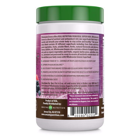 Image of Wholesome Greens Super Food Berry Flavor - 8.5 oz - Amazing Nutrition
