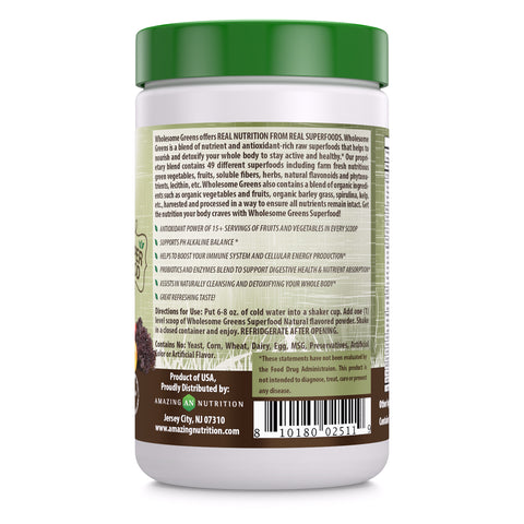 Image of Wholesome Greens Super Food Natural Flavor - 8.5 oz - Amazing Nutrition